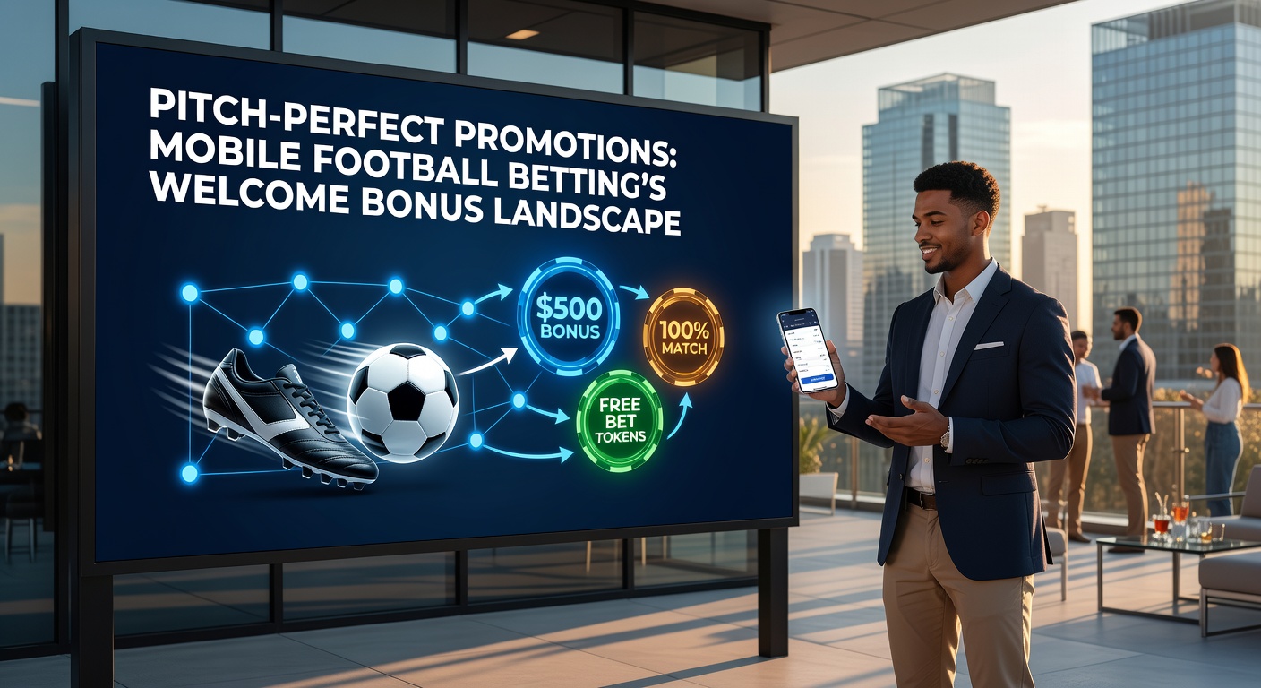 Vergleichstabelle von Willkommensboni verschiedener Apps mit Fußball-Elementen wie Bällen und Tors, auf einem modernen Smartphone-Display